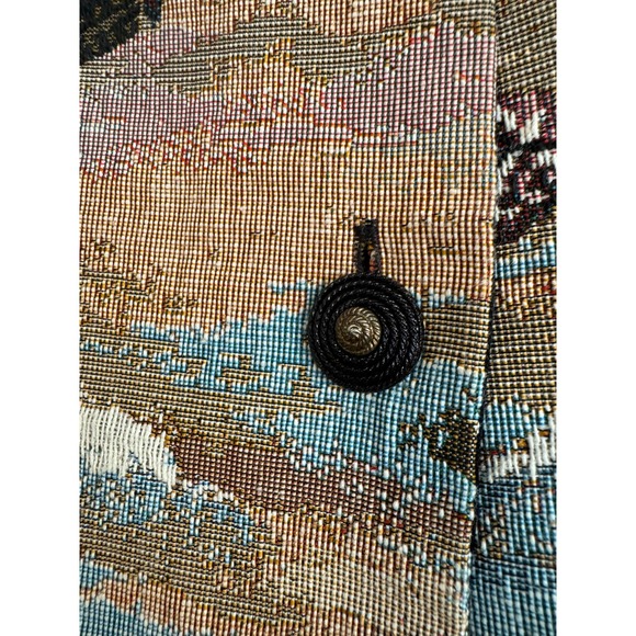 Vintage 90s Tapestry Novelty Vest needlepoint stitched beach chair umbrella ~L - Picture 5 of 7